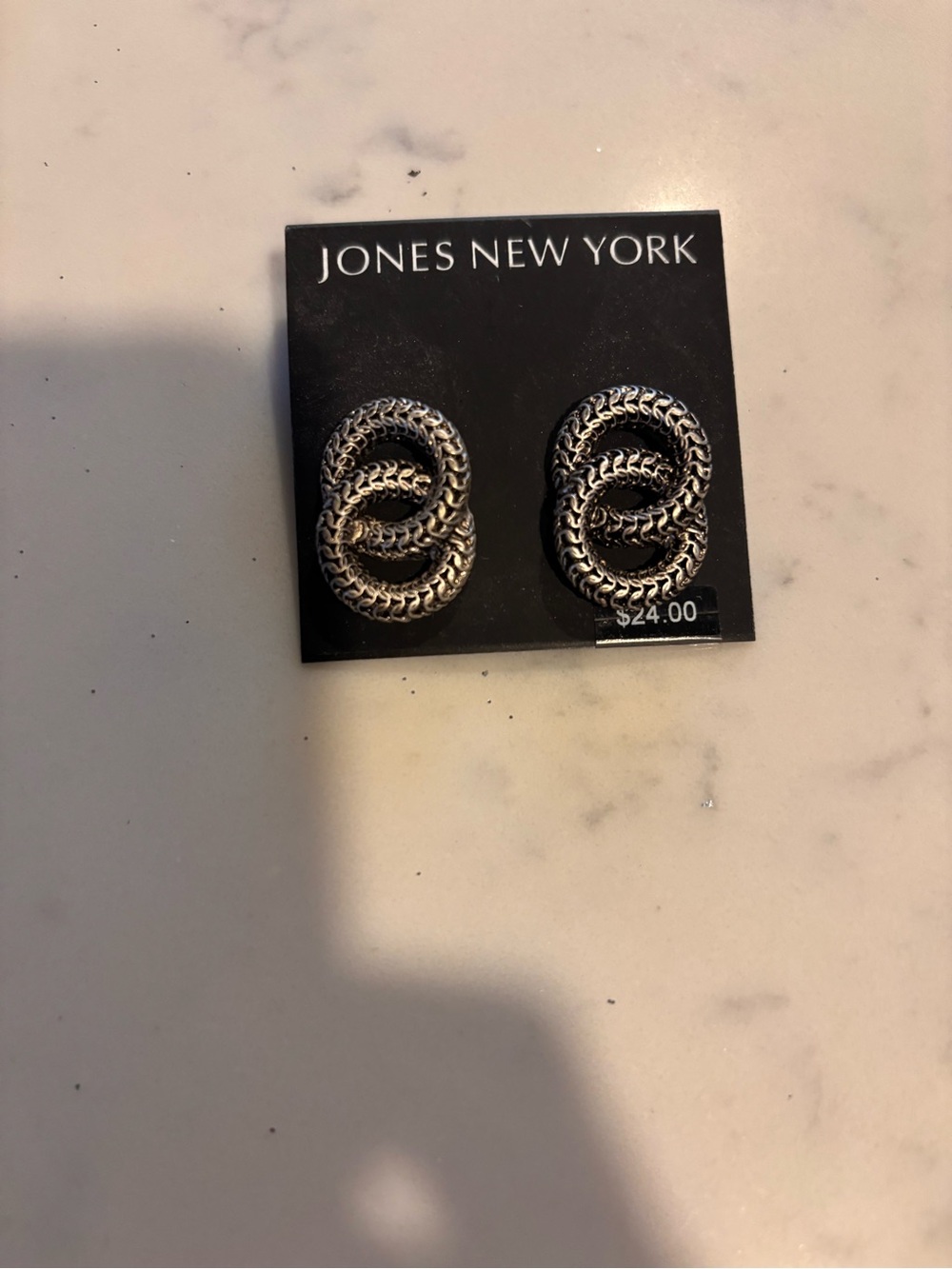 Jones New York Silver-Tone Interlinked Chain Stud Earrings